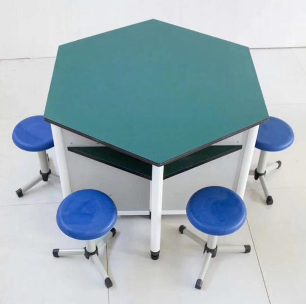 Quality CE certificated Mathematics Table Cheap Price School Furniture Maths Classroom Hexagonal Desk for sale