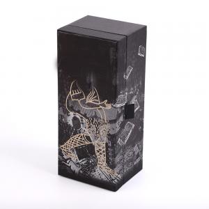 China Decorative Rigid Magnetic Gift Box Silver Foil single bottle vodka Spirit Wine bottle box on sale