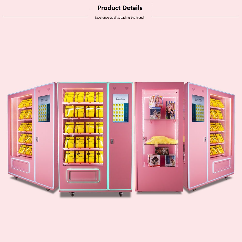 Automatic Soft Drink Vending Machine , 24 Hours Pink Sweet Commercial Vending Machine