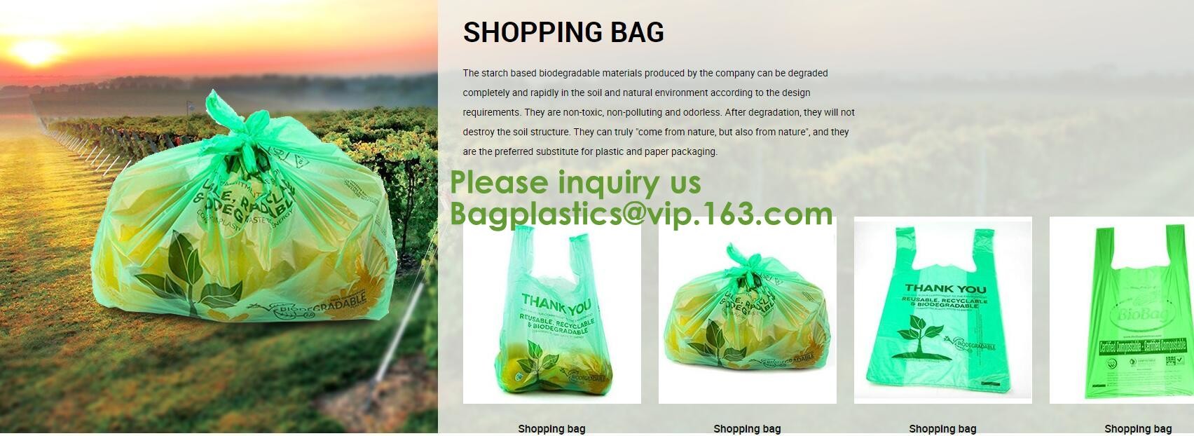 100% Biodegradable Compostable Plastic T-Shirt Vest Bag For Shopping,Home,Decoration,Wedding,Supermarket,Restaurant,Bake