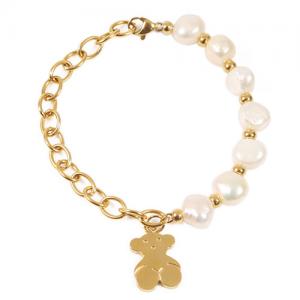 China Party Stainless Steel Bracelets / Gold Plated Bracelet Chain With Freshwater Pearl on sale