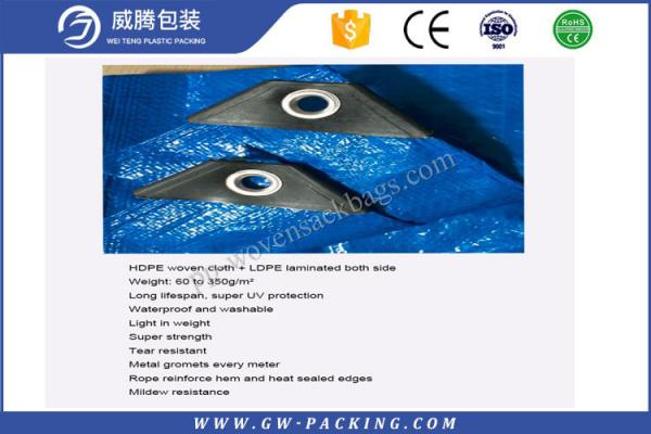 Quality Custom Blue Pe Waterproof Tarpaulin Sheet Press Resistant For Construction Cover for sale