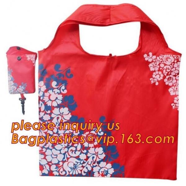 Quality China Factory Custom Grocery Use Polyester T-Shirt Reusable Folding Shopping Bag With Pocket,recyclable PP non woven fol for sale