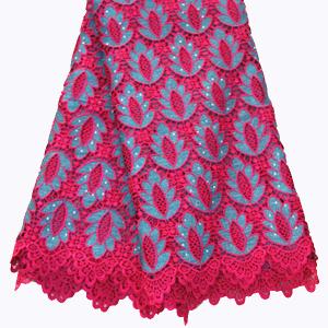  Fushia pink and blue new design embroidery wedding dress lace rhinestone fabric Manufactures