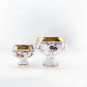  Modern Large Glass Fruit Bowls Handcrafted With Piled Flower Pattern Manufactures