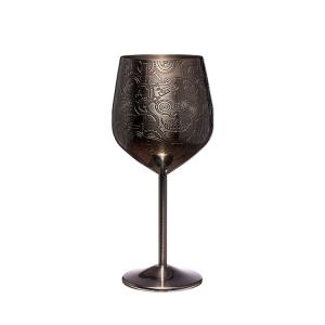  Etching Design Stainless Steel 18/8  Wine Glass Black Steampunk Style Goblet Manufactures