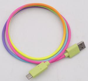  Rainbow Wire Braided USB 3.1 To Type C Cable Data Transfer 0.5m 1m Length Manufactures