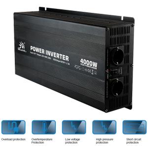  Black 4000W Modified Sine Power Inverter , Multiscene Car Power Inverter Manufactures