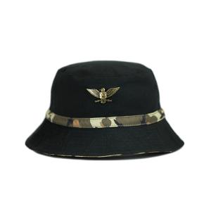 China Fashion Style Fishing Sun Bucket Caps Black Decorative Camo Belt Metal Logo on sale