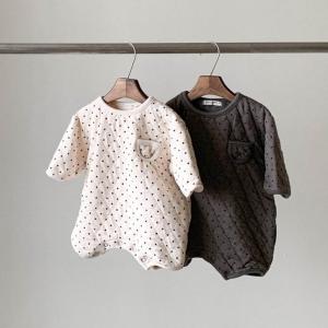  Baby Quilted Romper With Cream And Charcoal Brown Cloud Island Infant Rompers Manufactures