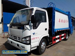 China ISUZU 600P 7CBM Automatic Garbage Truck  Power Steering Hydraulic Lift on sale