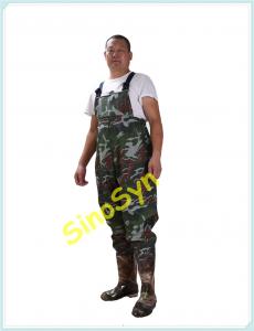 China FQW1905 Safty Chest/ Waist Wader Protective Water Working Outdoor Fishing Wading Army-Camouflage PVC Pants with BOOTS on sale
