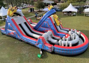 China Backyard Obstacle Course Bounce House PVC Blue Largest Inflatable Obstacle Course Run on sale