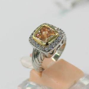 China (R-011) Women's Jewelry New Style Fashion Silver Plated Champagne Cubic Zircon Ring on sale