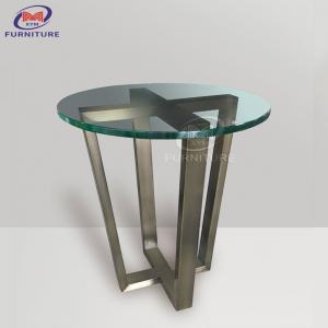  Round Tempered Glass Top Table Stainless Steel Legs For Bedroom Living Room Manufactures