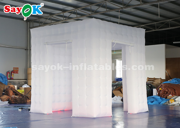 Inflatable Party Tent Portable 3 Doors LED Inflatable Cube Photo Booth With 17 Colors Changing Lights