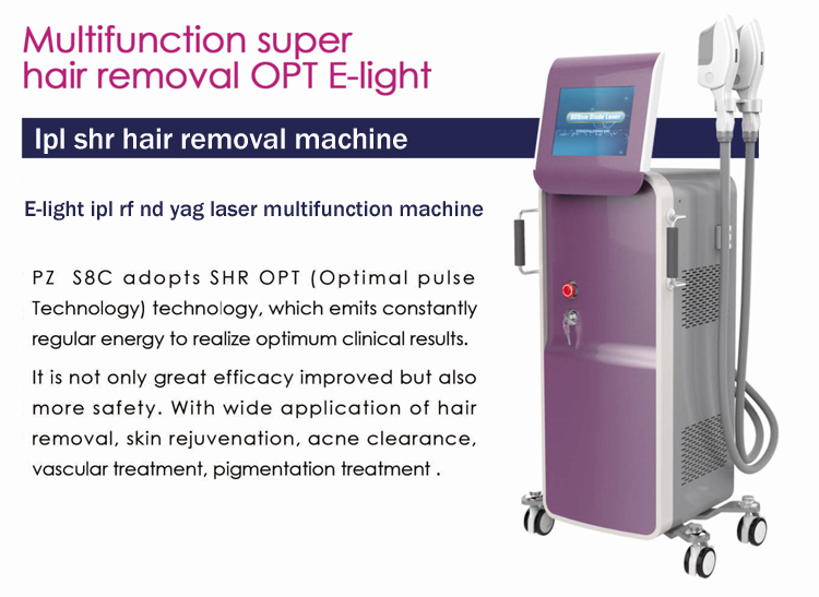 Super Vertical Skin Rejuvenation Machine / E Light Rf Ipl Shr Machine Multifunctional