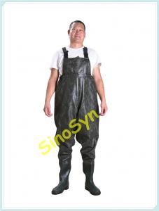 China FQW1908 Safty Chest/ Waist Wader Protective Water Working Outdoor Fishing Wading 0.75MM Dark-Green Embossed PVC Pants wi on sale