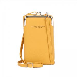  Removable Strap PU Phone Bag 11cm 19cm Yellow Leather Crossbody Bag Manufactures