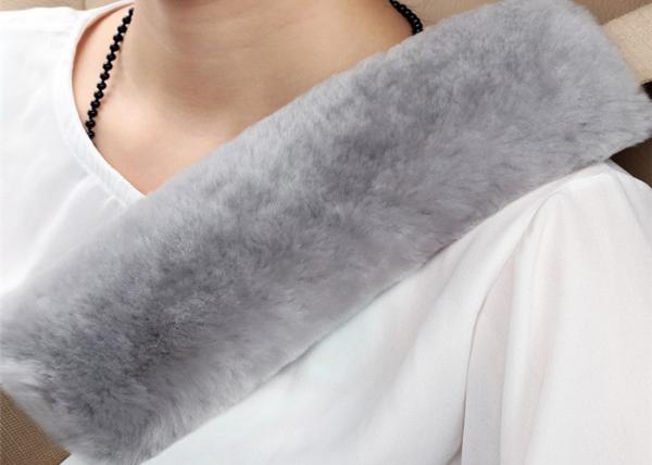 Quality Gray Soft Wool Car Sheepskin Seat Belt Cover Warm For Comfortable Driving for sale