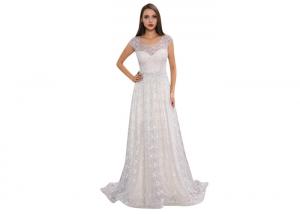 China Backless White  Wedding Bridesmaid Dresses Embroidery Lace Long Dress on sale