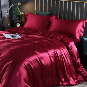 China Nordic Fitted Pure Color Mulberry Silk Bedding Four Piece Bed Set on sale