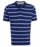Navy Blue Cool Touch POLO T Shirts With Pocket / Block Stripes / Polo V Collar