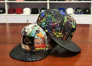 China Plastic Buckle Flat Brim Snapback Hats Colorful Digital Sublimation Printed Leather Patch on sale