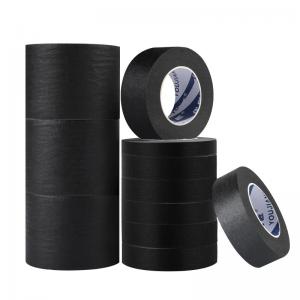 China Rubber Glue 1 Inch Black Paint Stripping Trim Stick Wall Flat Crepe Paper Usge Diy Masking Tape on sale