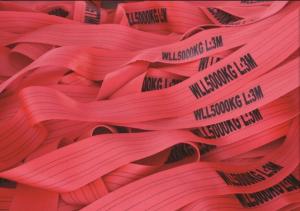  WLL 5T 150mm Red Polyester Cargo Webbing EN1492-1 High Breaking Strength Manufactures
