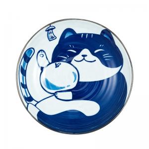 China Best Blue Ceramic Stoneware Dinnerware Sets Gift Cat Plate Bowl Set Exquisite Gift on sale