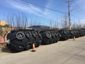 China 50Kpa 3.3*6.5m Black Marine Pneumatic Rubber Fenders With Tires on sale