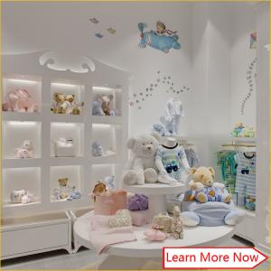  High end fashion wooden white painting kids clothing stores baby girl clothes Manufactures