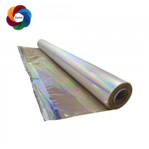 China 120 Meter Roll Hot Stamping Film 64cm Width 18 Mic Silver Rainbow Foil on sale