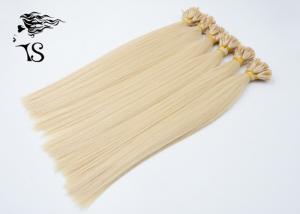 China Golden Blonde Colored Human Hair Extensions , Straight U Tip Russian Hair Extensions on sale