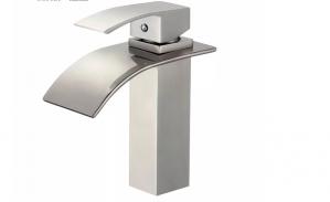  Deck Mounted Waterfall Brushed Chrome Basin Taps Zinc Alloy Handle Manufactures