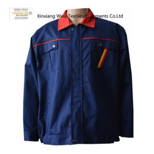 Navy Blue Flame Retardant Arc proof Jacket Coat / Men And Women FR Factory Workwear For Machinery Industry