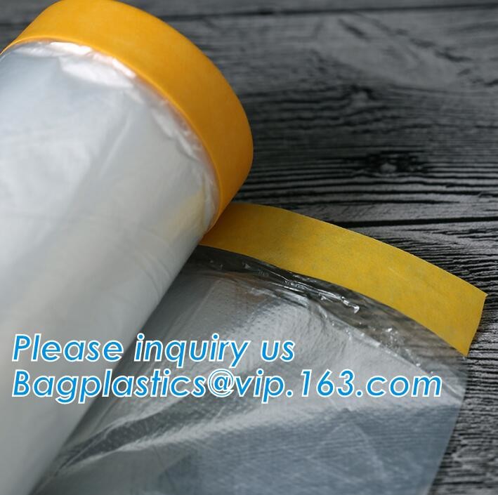 PE protect cover self adhesive mask film taped on one side Plastic cover sheet drop cloth for furniture, masking films