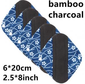 China Reusable Bamboo Period Pads Washable Cloth Sanitary Pantyliner Absorbency Charcoal on sale