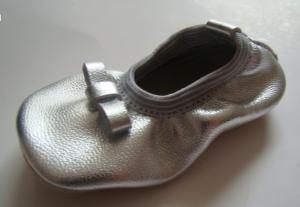  silver bow knot spring&amp;autumn leather baby shoe NO.1059 Manufactures
