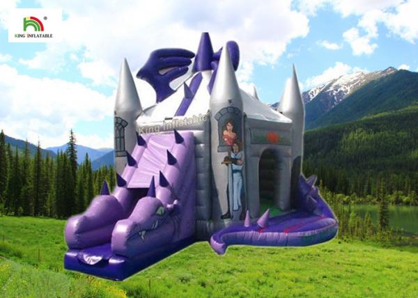 Quality Purple Dragon Inflatable Jumping Castle With Slide For Birthday for sale