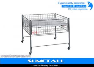  Promotion Wire Storage Baskets With Wheel , Metal Wire Container Storage Cages Manufactures