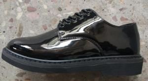  Cow Leather Black Shiny Formal Shoes Rubber Outsole Army Officer Shoes Manufactures