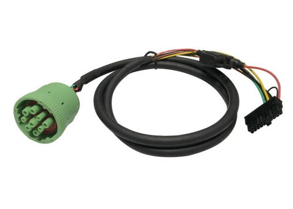 Quality Green J1939 Deutsch 9 Pin Female to Molex 20 Pin Female Cable with Fuse for sale