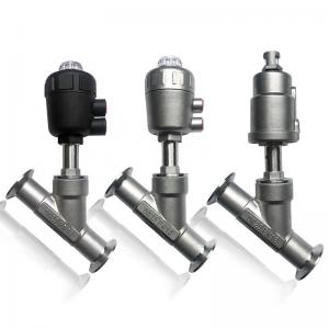 China Tri-Clamp Ends Pneumatic Actuator Angle Seat Valve with Stainless Steel 304 Cylinder on sale