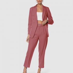  Brick Red Formal Stylish Womens Suits For Office Wear Formal Blazer And Pant Set Manufactures